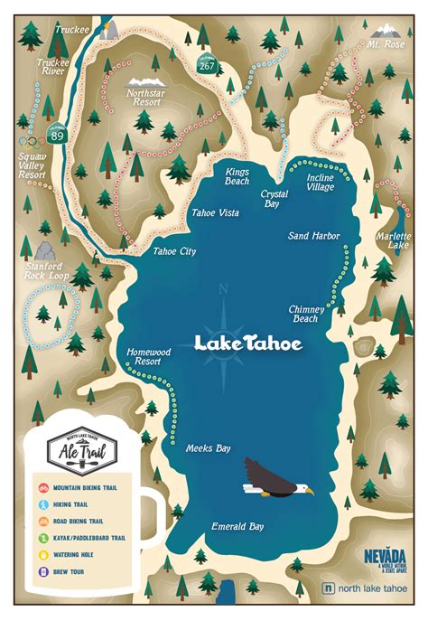 Map Of North Lake Tahoe Beaches Boston Massachusetts On A Map