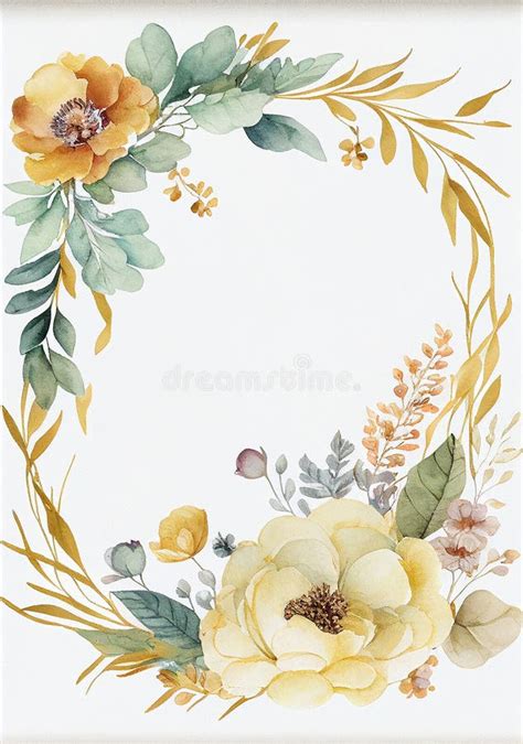 Watercolor Flower Frame Watercolour Floral Wreath Generative Ai