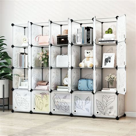 Greenstell Plastic Portable Stackable Cube Storage 20 Closet Cubes Whi