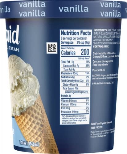 Lactaid Lactose Free Vanilla Ice Cream Tub Oz Frys Food Stores