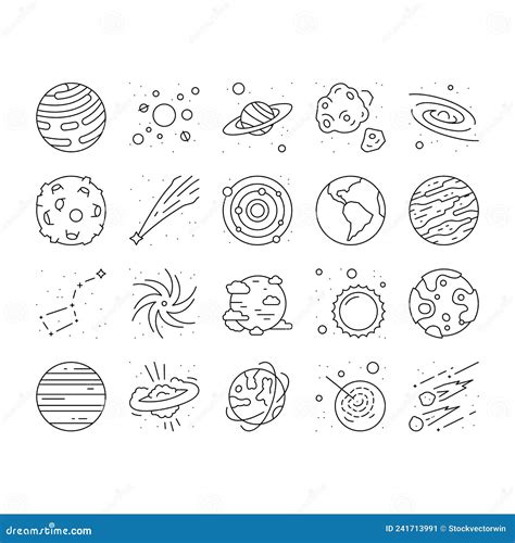 Galaxy System Space Collection Icons Set Vector Stock Vector