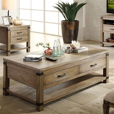 Anywhere tuscan brown square coffee table with knobs. Rectangular Cocktail Table with 2 Drawers by Riverside ...