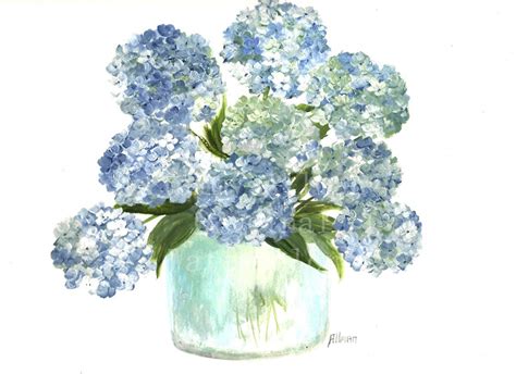 Blue Hydrangea Watercolor Kenzies Cottage