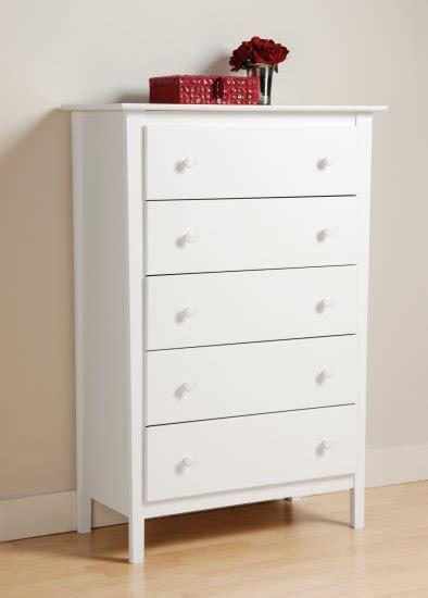 Use in or out of the closet and keep clutter under control by storing all of your clothing and accessories in one convenient place; White Bedroom Five (5) Drawer Dresser Chest Storage ...