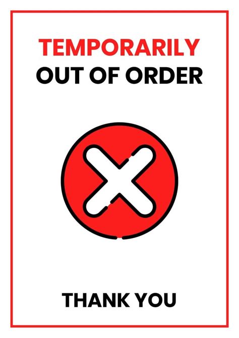Free Linear Flat Out Of Order Sign Template