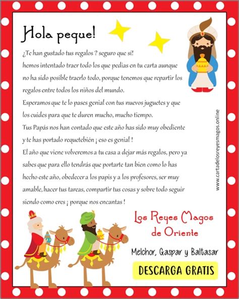 Carta De Los Reyes Magos A Los Niños Carta De Los Reyes Magos