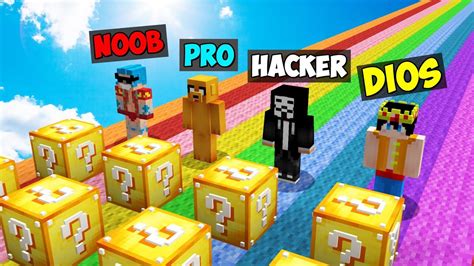 Minecraft Noob Vs Pro Vs Hacker Vs Dios 💥 Carrera Epica De Lucky