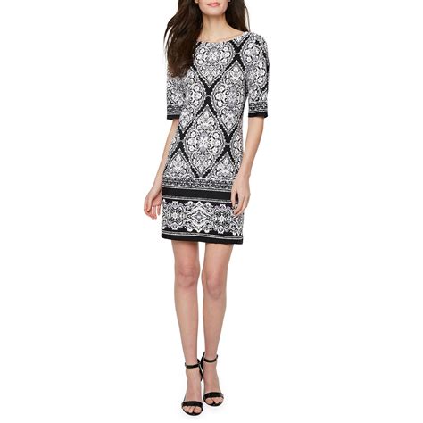Studio 1 Short Sleeve Puff Print Medallion Shift Dress - JCPenney