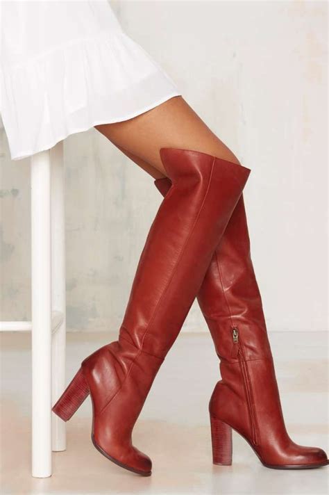 Sam Edelman Rylan Knee High Leather Boot Red Leather Boots Leather