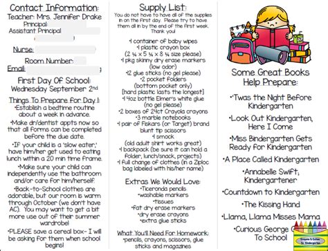 Parent Pamphlet For Kindergarten Kindergarten Curriculum Curriculum