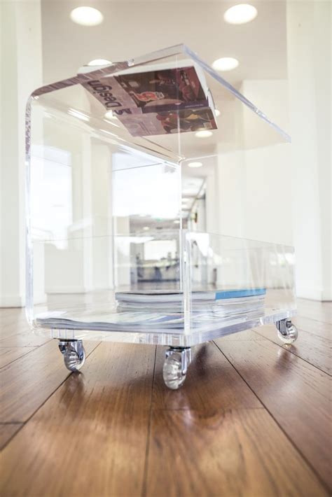 Clear Acrylic Coffee Table With Magazine Rack Design