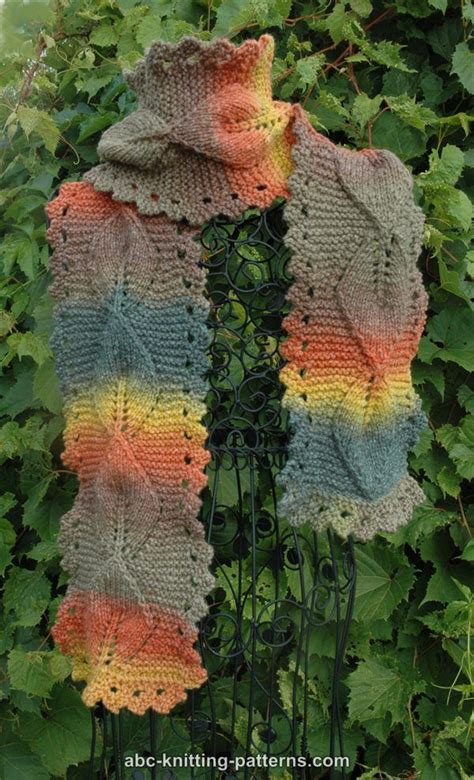 Abc Knitting Patterns Autumn Leaves Scarf