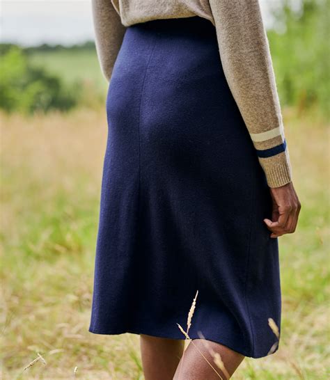 Navy Womens Wool Blend A Line Skirt Woolovers Uk