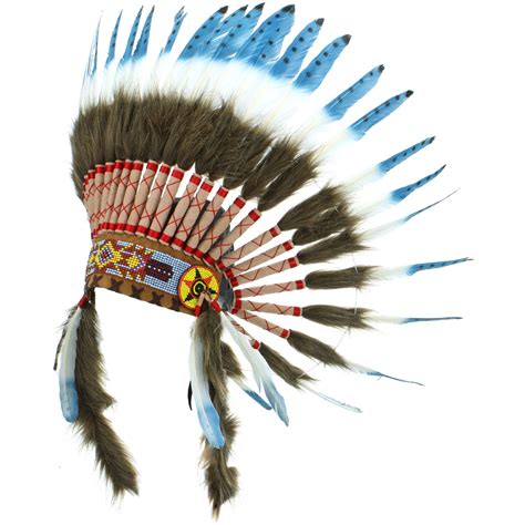 Indian Headdress Chief Feathers Bonnet Native American Gringo Blue