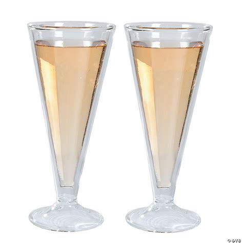 Double Wall Glass Champagne Flutes 2 Ct Oriental Trading