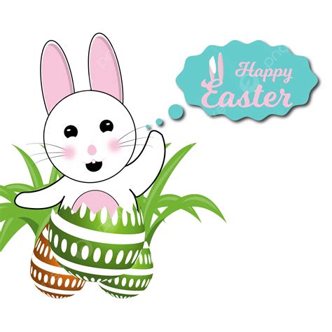 rabbit happy easter vector png images happy easter illustration with rabbit vector concept