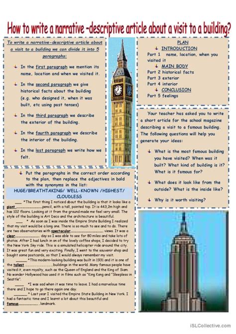 Describing A Landmark English Esl Worksheets Pdf And Doc