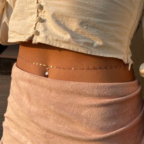 Belly Chain Rose Gold Body Chain Sterling Silver Waist Etsy