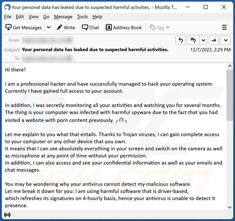 Professional Hacker Managed To Hack Your Operating System Email Scam