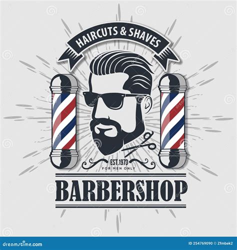 Barbershop Logo Design Concept With Barber Pole Stock Vector