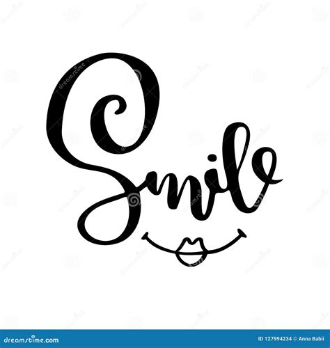 Smile Lettering Vector Emoticon Illustration Stock Vector