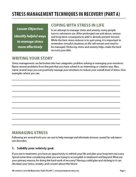 Stress Management Plan Worksheet