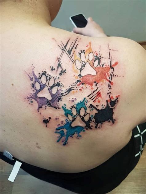Watercolor tattoo - Watercolor Tattoo Paw Crazy cat lady Abstract