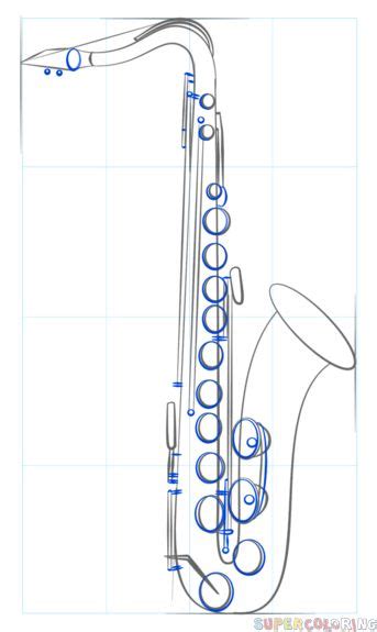 How to draw Saxophone | Step by step Drawing tutorials ...