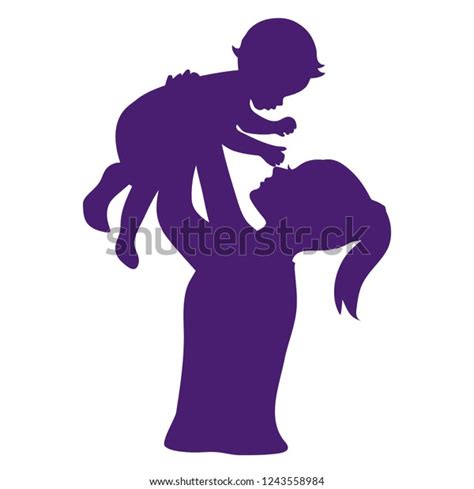 Young Mother Holding Baby Silhouette Vector 스톡 벡터로열티 프리 1243558984