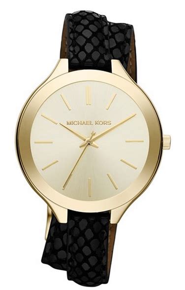 prettytreasure2u michael kors slim runway embossed leather strap watch mk2322