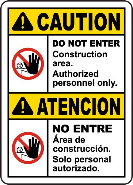 Bilingual Caution Construction Area Do Not Enter Sign G2546BI By