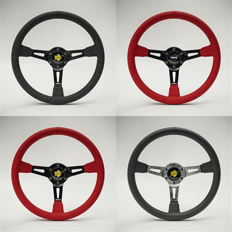 3d Model Momo Style Racing Steering Wheel In 4 Colour 1