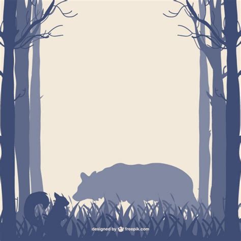 Download free svg vectors for commercial use. Forest trees bear and squirrel silhouettes Vector | Free ...