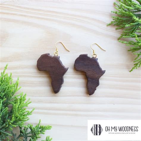 Walnut African Continent Gold Plated Hooks Oh My Woodness