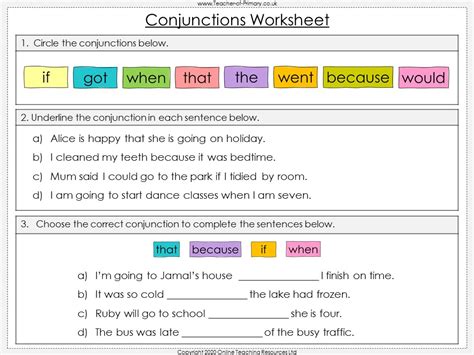 Subordinating Conjunctions Year Teaching Resources