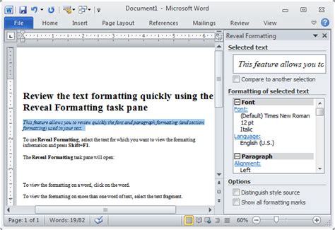Show Text Formatting In Word 2010 Generatordamer