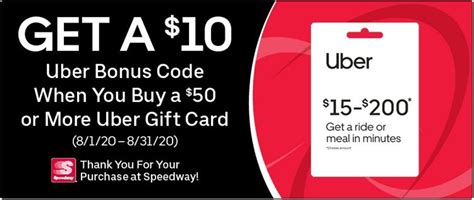 And payment is automatic—no cash, no card, no hassle. Speedway: Buy $50 Uber Gift Card & Get $10 Uber Gift Card Free (Limit 5) - GC Galore | Gift card ...
