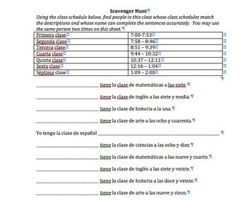 Telling Time In Spanish Cheat Sheet