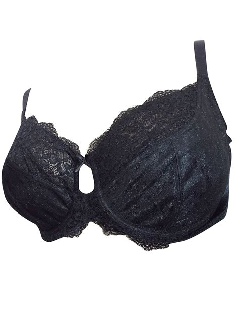 George G3orge Black Floral Lace Non Padded Full Cup Bra Size 40