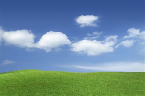 Blue Skies White Clouds Green Hills Background Wallpaper For