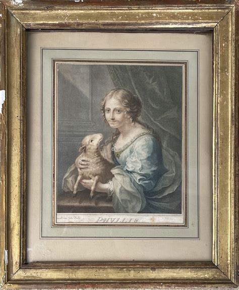 Phyllis Holding A Lamb 18th Century Stipple Engraving Sintzenich