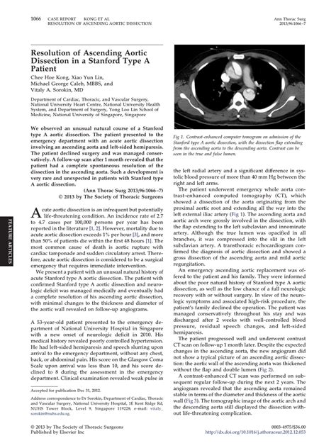Pdf Resolution Of Ascending Aortic Dissection In A Stanford Type A