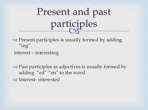 Adjective Phrase Participle Lesson Plan