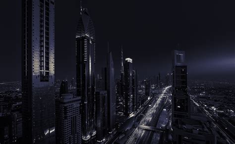 Download United Arab Emirates Skyscraper Building City Night Man Made