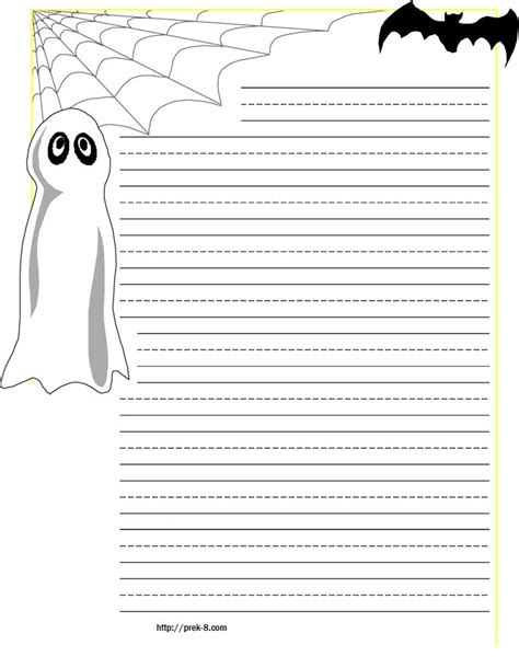 Free Printable Halloween Stationery Ghost Under Spider Web Writing