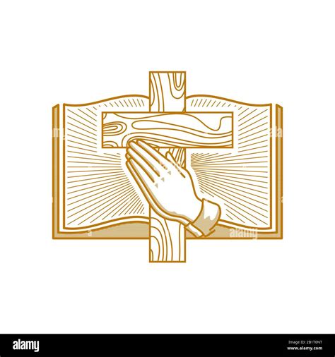 Church Logo Christian Symbols Hands Folded In Prayer Against The