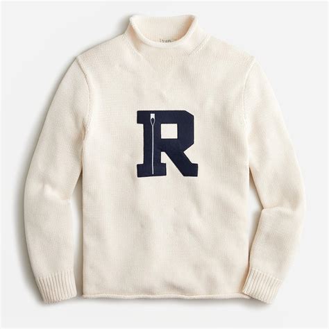 Jcrew Heritage Cotton Rollneck Letter Sweater In White For Men Lyst