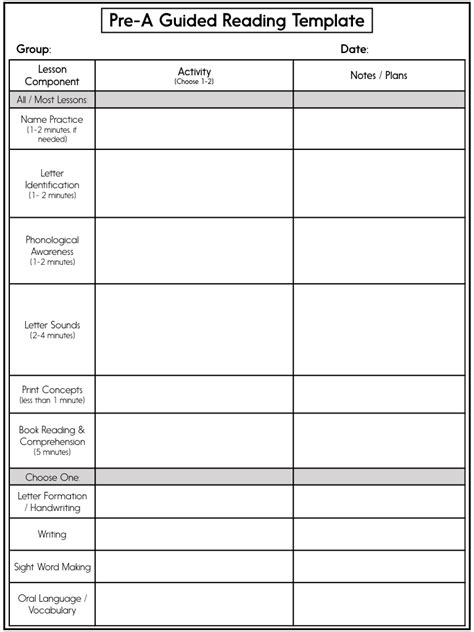what does a pre a guided reading lesson look like