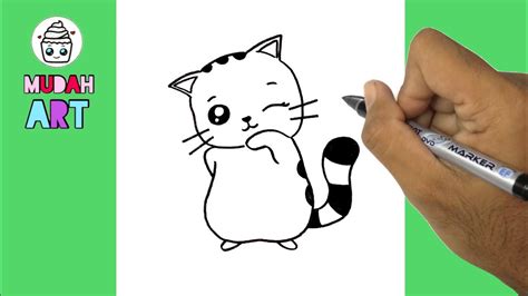 Cara Melukis Kucing Comel Lukisan Bagi Pemula Youtube