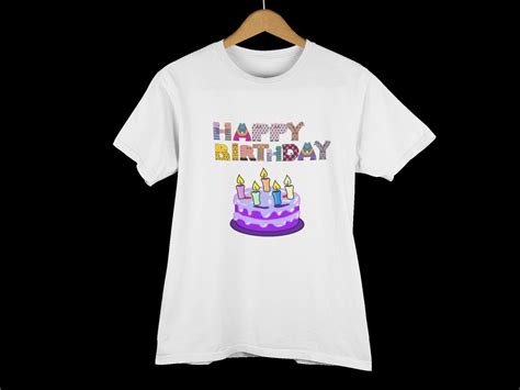 Happy Birthday Womens T Shirt Cake Design Short Sleeve Top Tee Etsy